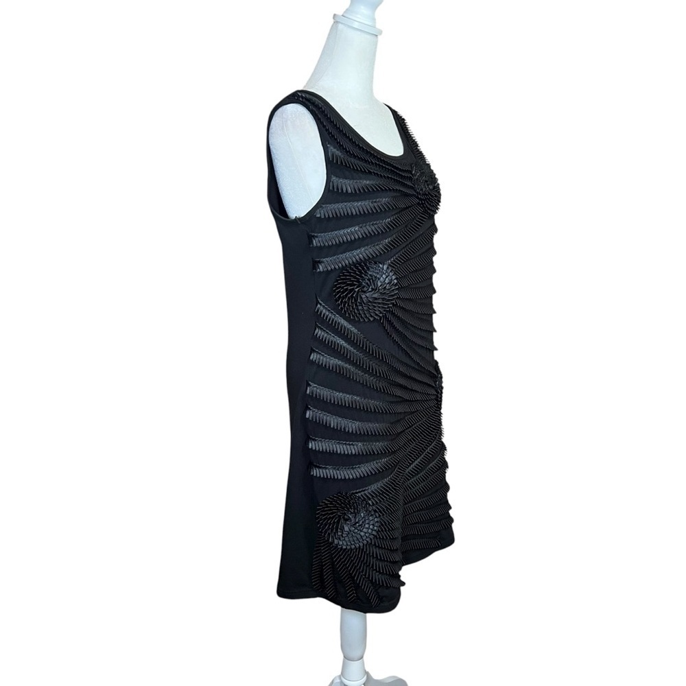 VTG Y2K Lauren Michelle Black Sleeveless Dress 3D Origami Embellished Funky Sz M - Picture 6 of 11